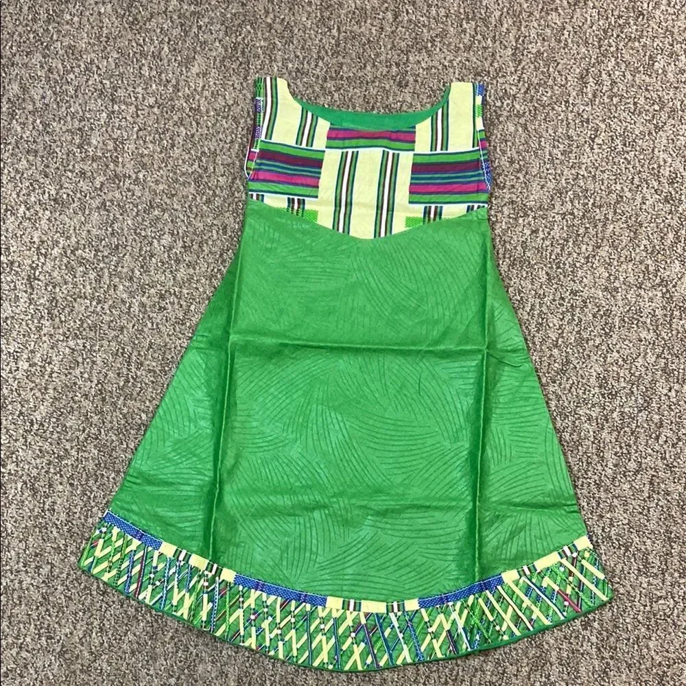 Handmade New Vibrant Green Sleeveless Dress Kids Size Approximately 5-6
